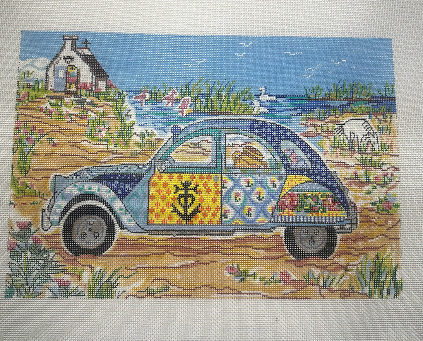 18 Mesh Needlepoint Canvas - Hippie Bug